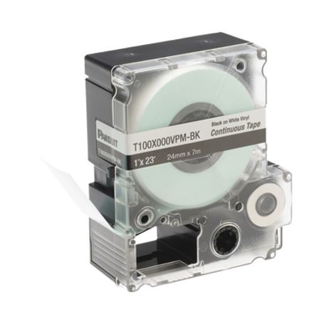  Casete De Etiquetas De Vinilo De Cinta Continua Color Negro Sobre Blanco Uso Interior/exterior 24 Mm (1 In) De Ancho X 7.6 Metr