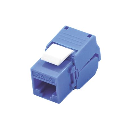 módulo jack keystone cat6 toolless con terminación en ángulo 180 º color azul compatible con faceplate y patchpanel linkedpro20