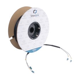 carrete de fibra óptica monomodo con conectores lclc duplex reforzada con kevlar de 50 metros para instalaciones subterráneas p